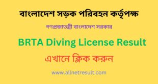 BRTA Diving License Result 2023