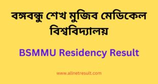 BSMMU Residency Result